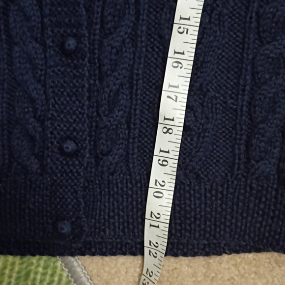 Vintage Brooks Brothers Blue Shawl Cable Knit Wool Cardigan Sweater SZ Med - Picture 6 of 7
